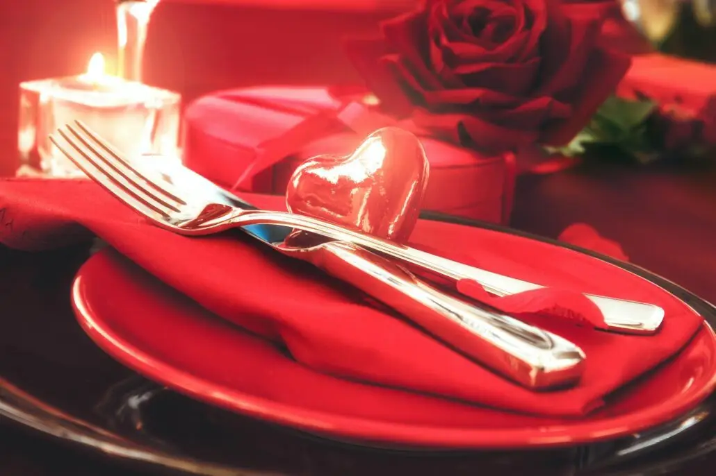 Table de restaurant menu Saint-Valentin